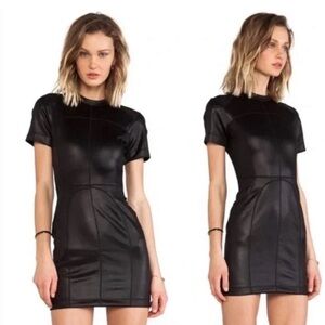 Alexander Wang Black Scuba Bodycon Mini Dress with seaming details